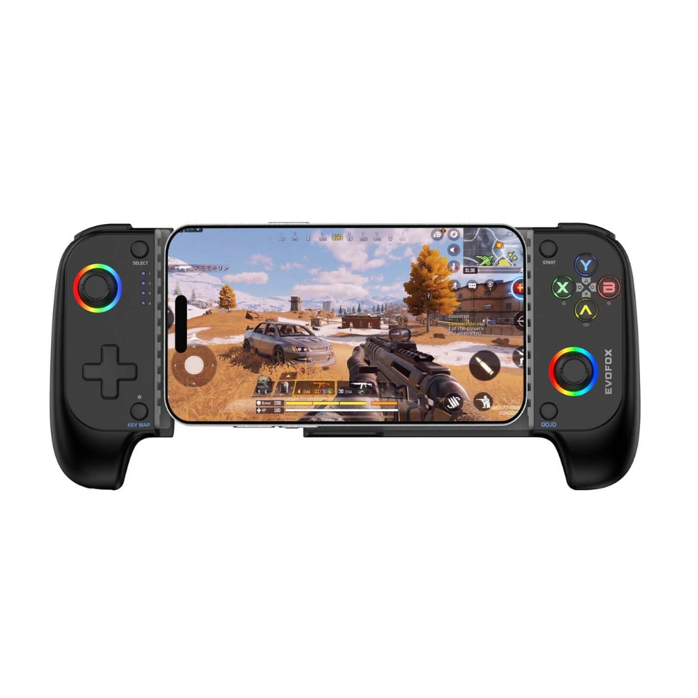 EvoFox Deck Smartphone Gamepad with iPhone/Android, XBOX, HID & Keymap mode for Android | Bluetooth v5.0 | Dual Vibration motors | Magnetic Hall 3D Joysticks | RGB Lighting and Backlit Controls