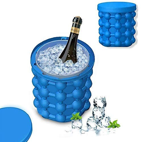 Peyx Ice Cube Maker Mould Ice Tray, Silicone Ice Bucket, (2 in 1) Ice-Ball Makers for Home, Round Portable Ice Bucket for Frozen Whiskey, Cocktail, Beverages|Space Saving Ice Cube Maker for Party