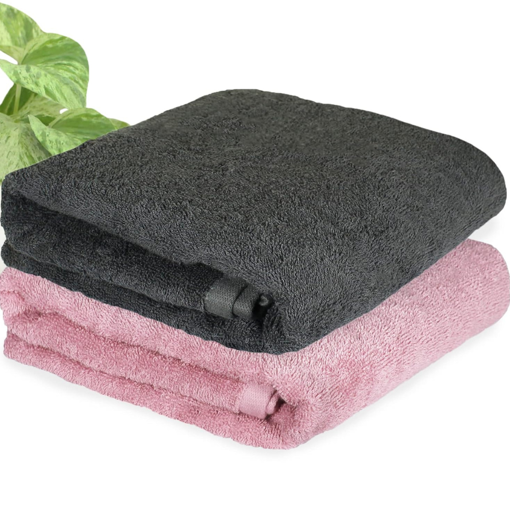 HEELIUM Bamboo Bath Towel | Lightweight & Quick Drying | Ultra Absorbent Towel | 140 x 70 cm - 400 GSM | Pack of 2 - Peach, Grey