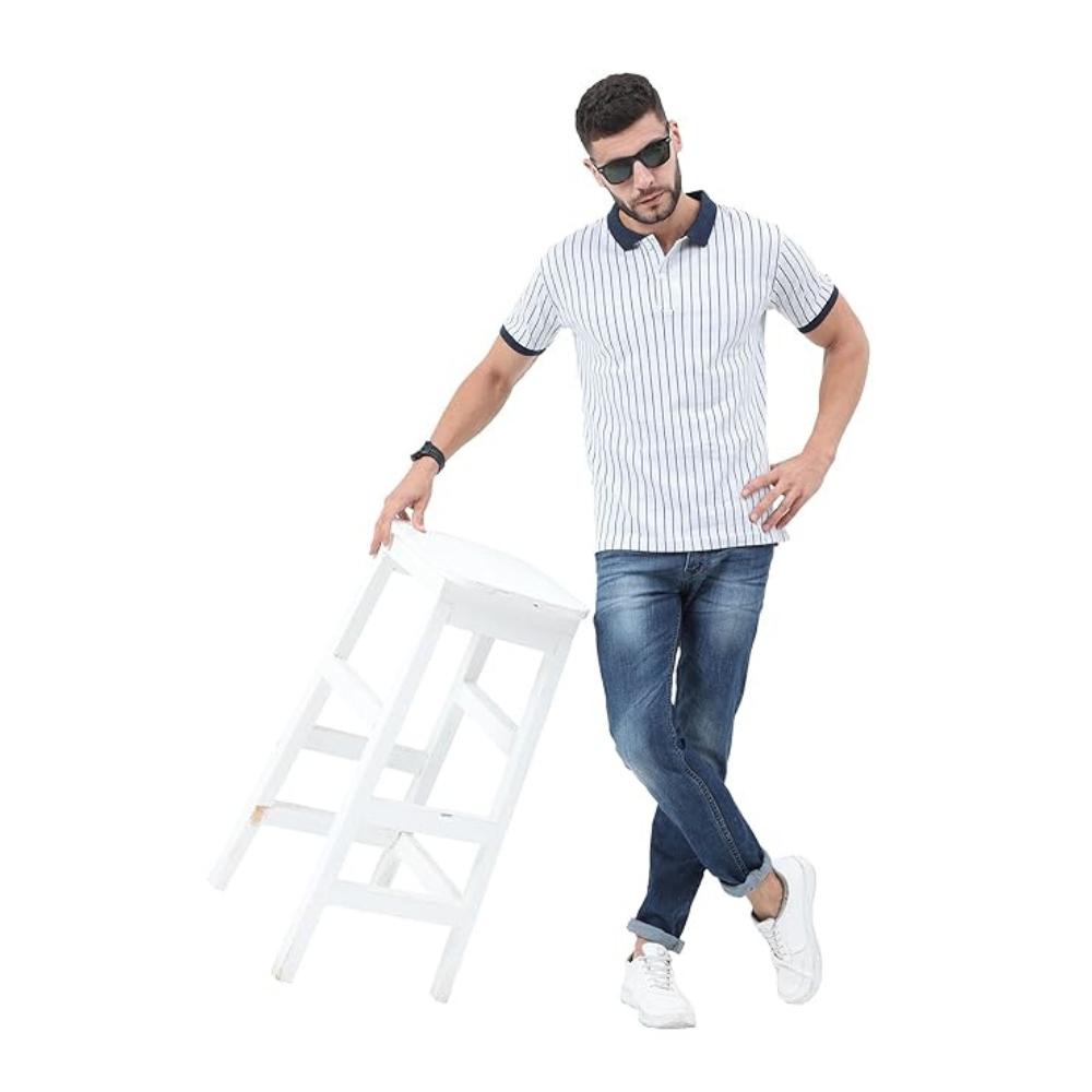 fanideaz Mens Half Sleeve Cotton Striped Branded Polo T-Shirt for Mens 649