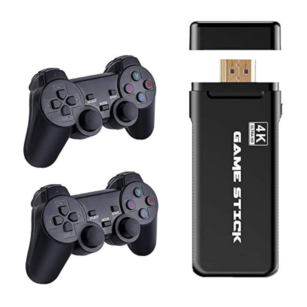 GSH USB Wireless Console Game Stick Video Game Console Built-in 3000 Classic Games 8 Bit Mini Retro Controller HDMI Output Dual Player- 4K Ultra HD Game Stick, Black