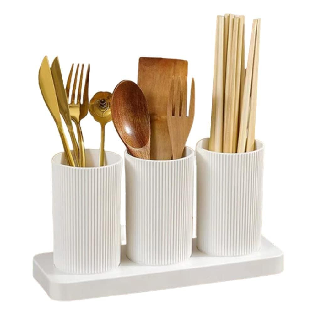 Zollyss Kitchen Organizer - Plastic Self Draining Tableware Storage Box - Spoon, Knife, Fork, Chopstick, Cutlery Holder, Organizer Stand for Kitchen, Dining Table
