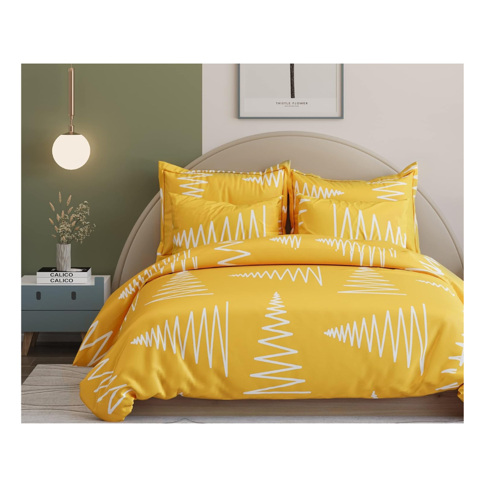 THE HOME STYLE Super Soft Glace Cotton King Size AC Comforter ll Blanket ll Duvet for Double Bed with 1 Flat Bedsheet and 2 Pillow Cover (Maize Yellow) (4PC Comforter Set)