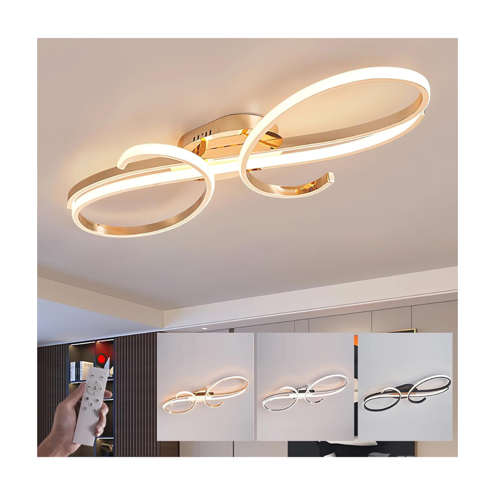 LED Ceiling Light, Dimmable Ceiling Lamp, Modern Living Room Lamp, with Memory Function, with Remote Control, Light Colour, Brightness, Colour Changing for Living Room, Bedroom, Kitchen, Dining Room [