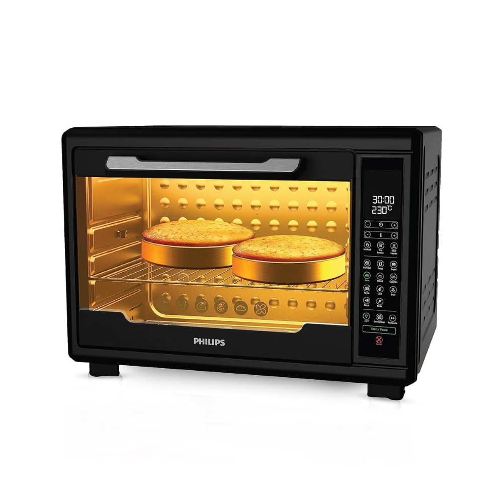 Philips HD697700 55 Litre Digital Oven Toaster Grill, 2000W, with Opti Temp Technology, Temperature control, Convection Mode, Chamber light and 11 preset menus, Inner Lamp