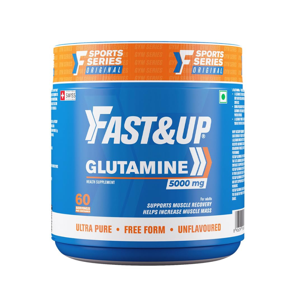 Fast&Up Glutamine (Unflavoured, 2 Month Supply) L-Glutamine For Muscle Building & Performance  Post Workout Recovery & Muscle Growth (300g powder)