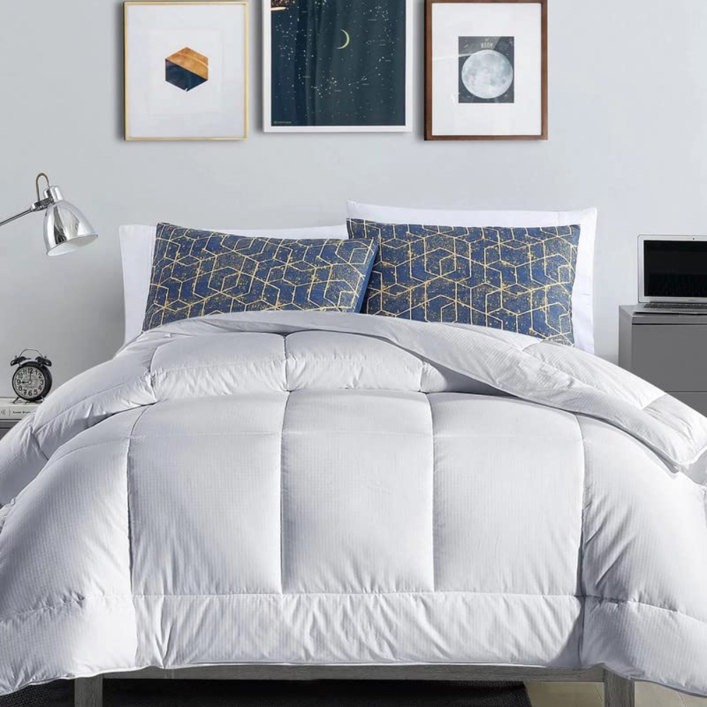 Razzai MammaYo Down Alternative Soft Quilted 300 GSM All Weather Comforter (60" x 90" Inches/152cm x 228cm) - Single Bed Comforters|White, Microfiber| TC - 400