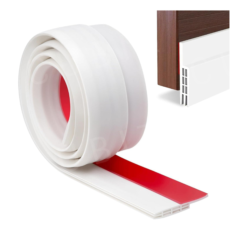Cubiz Silicon Door Bottom Sealing Strip | Self Adhesive Door Gap Filler Rubber | Door Bottom Sealing Strip Guard | Protector from Cockroach, Insect, Bugs, Air & Dust 1 Meter ((39 Inch, White))