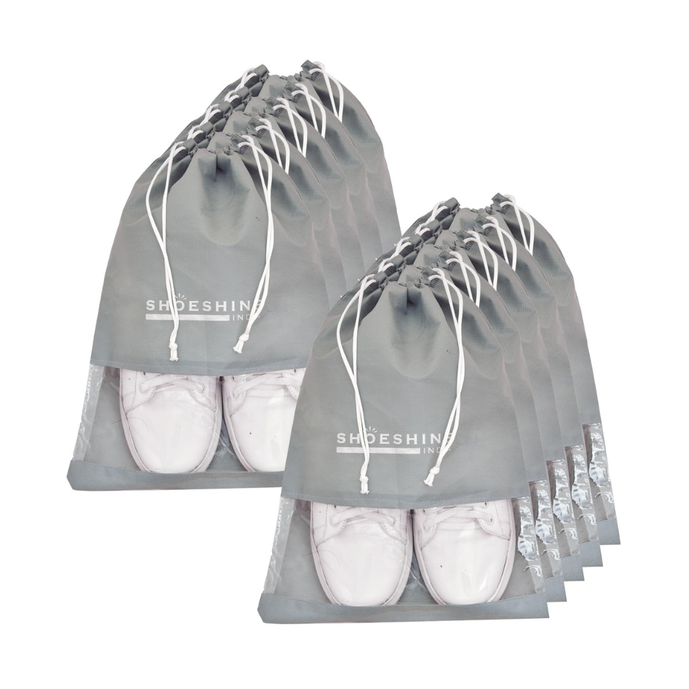 Shoeshine Shoe Bag for Storage Shoes for Men and Women Travel Essentials Shoe Cover or Shoe Bags Pouches Transparent Shoe Bag for Travel or Accessories - Pack of 10 Shoe Pouch