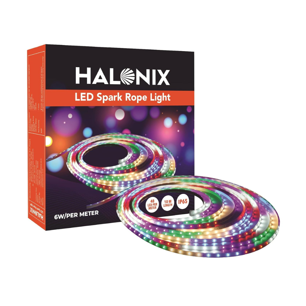 Halonix 10 Meter Multicolor 11W Rope Light with 8 Light Modes | IP65 Certified, BIS Approved | Fairy Light, String Light,Decorative Light | Direct Plug-in | Pack of 1 (10 Meter, Multi Color)