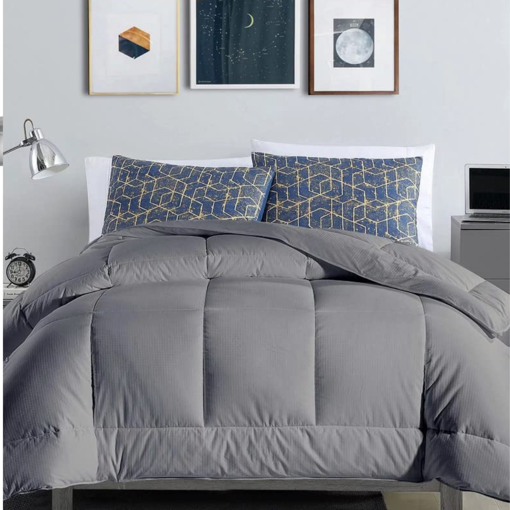 Razzai - Luxury Down Alternative Soft Quilted 300 GSM All Weather Comforter (60" x 90" Inches/152cm x 228cm) Single Bed|Silve| Microfiber| Breathable, Silver Grey