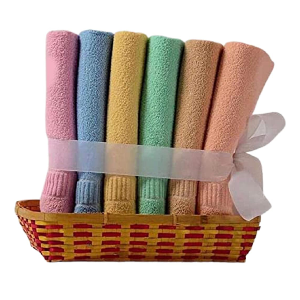 Ayus Cotton Hand Towel 450 GSM, Multicolor (Pink, Green, Blue, Orange, Yellow, Brown) Ultra Soft and Super Absorbent (Set of 6)